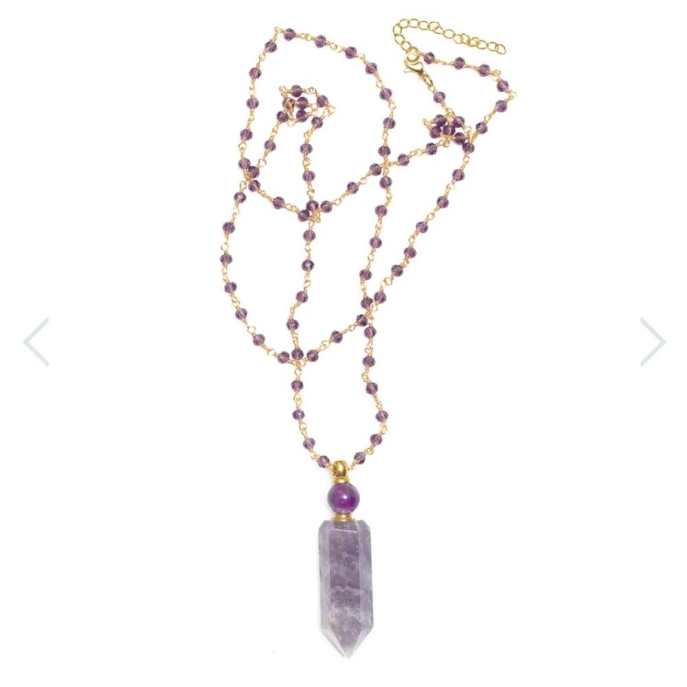 🎋Aviva Stanoff Gemstone Essential Oil Bottle Pendant Necklace - Picture 2 of 10